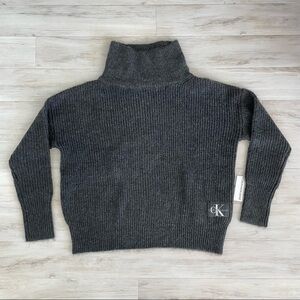 MWT Calvin Klein Gray Mock Neck Chunky Sweater